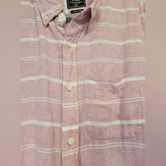 Abercrombie and Fitch Striped Linen Button Down Shirt in Pink Size 2XL - Picture 7 of 9